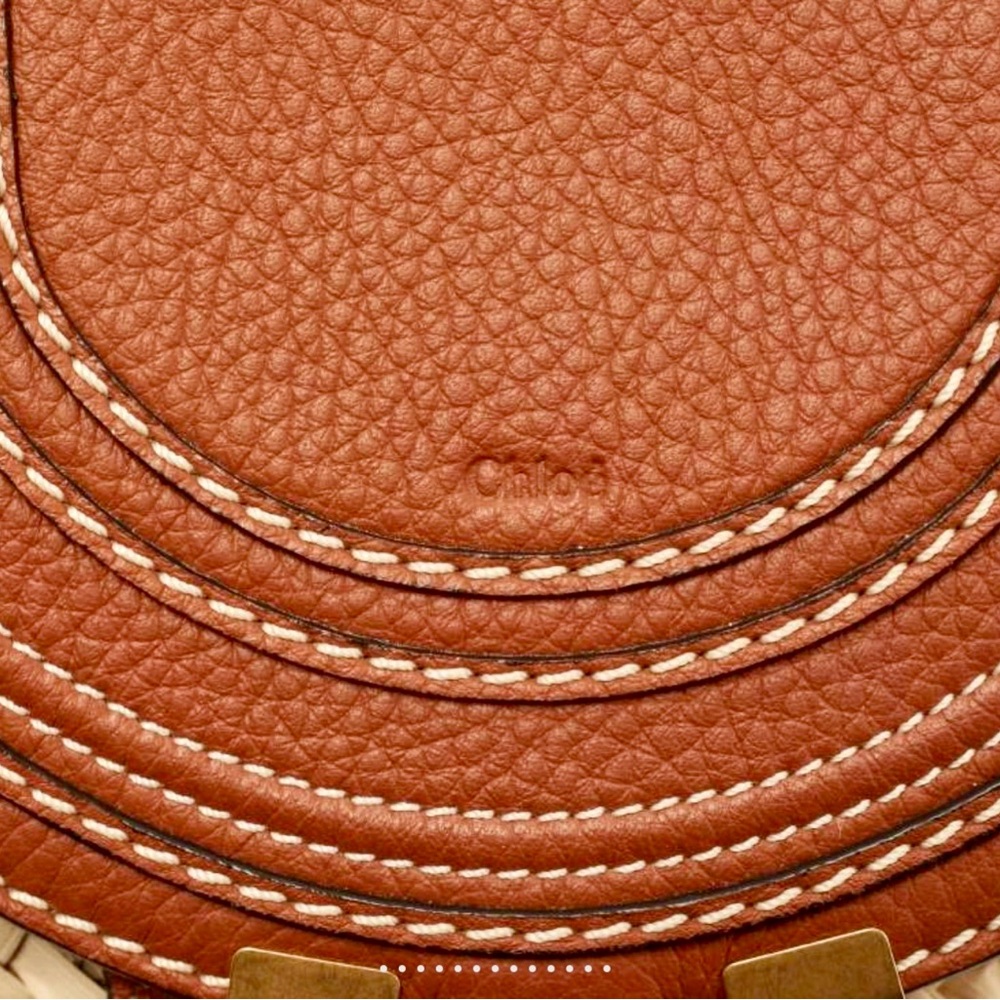 Chloe Marcie leather & raffia Tan Woven shoulder Bag basket crossbody - Picture 3 of 16